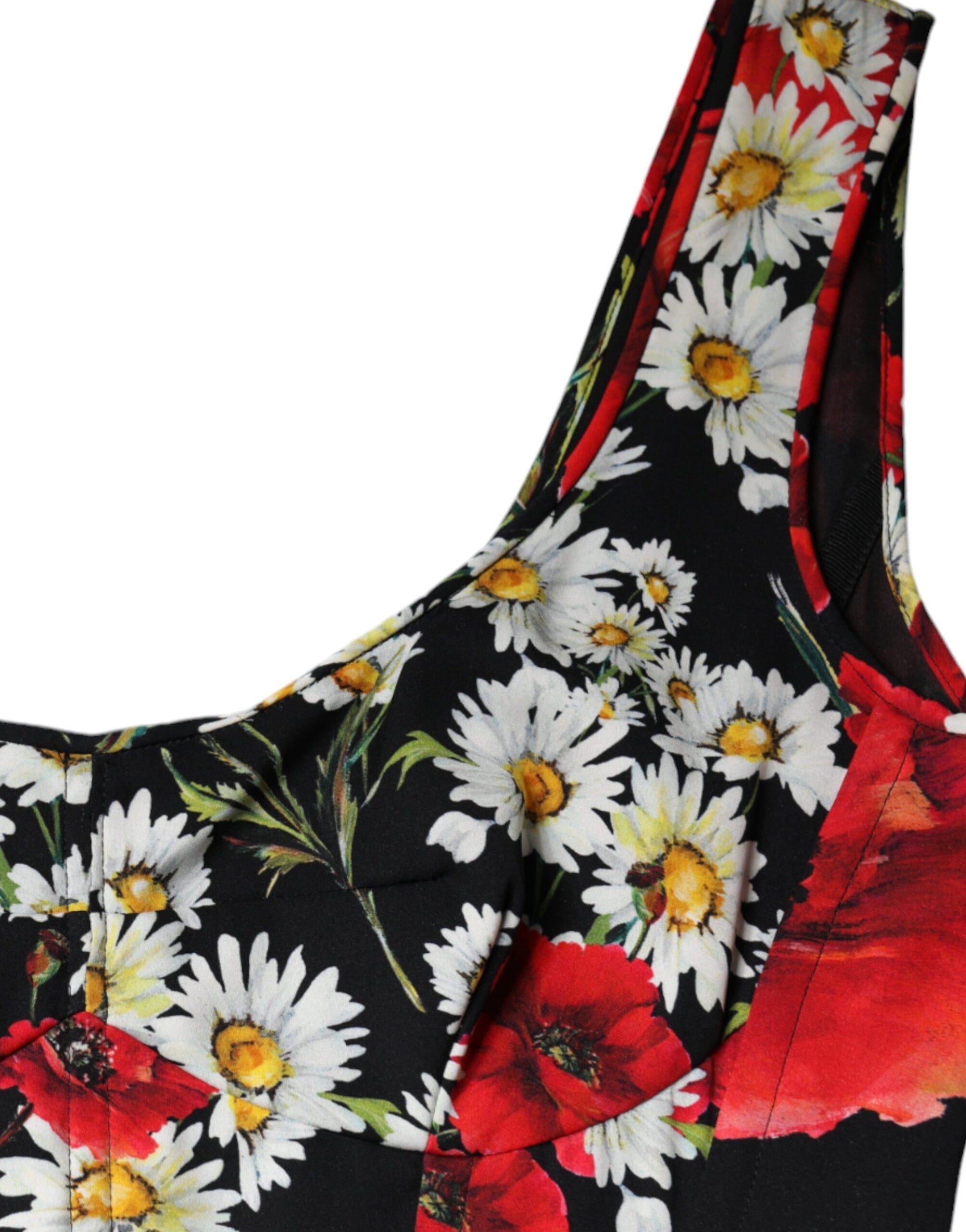 Dolce &amp; Gabbana Black Floral Silk Sleeveless Long Gown Dress