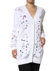 Dolce & Gabbana White Viscose Floral Cut Out Cardigan Sweater