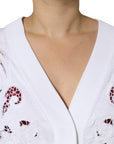 Dolce & Gabbana White Viscose Floral Cut Out Cardigan Sweater