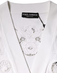 Dolce & Gabbana White Viscose Floral Cut Out Cardigan Sweater