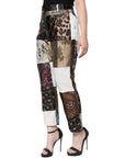 Dolce & Gabbana Multicolor Patchwork Jacquard High Waist Pants