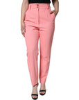 Dolce & Gabbana Rose Pink Polyester High Waist Tapered Pants