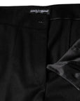 Dolce & Gabbana Black Cashmere Mid Waist Women Boot Cut Pants