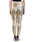 Dolce & Gabbana Metallic Gold High Waist Skinny Pants