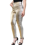 Dolce & Gabbana Metallic Gold High Waist Skinny Pants