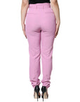 Dolce & Gabbana Pink Polyester High Waist Women Tapered Pants