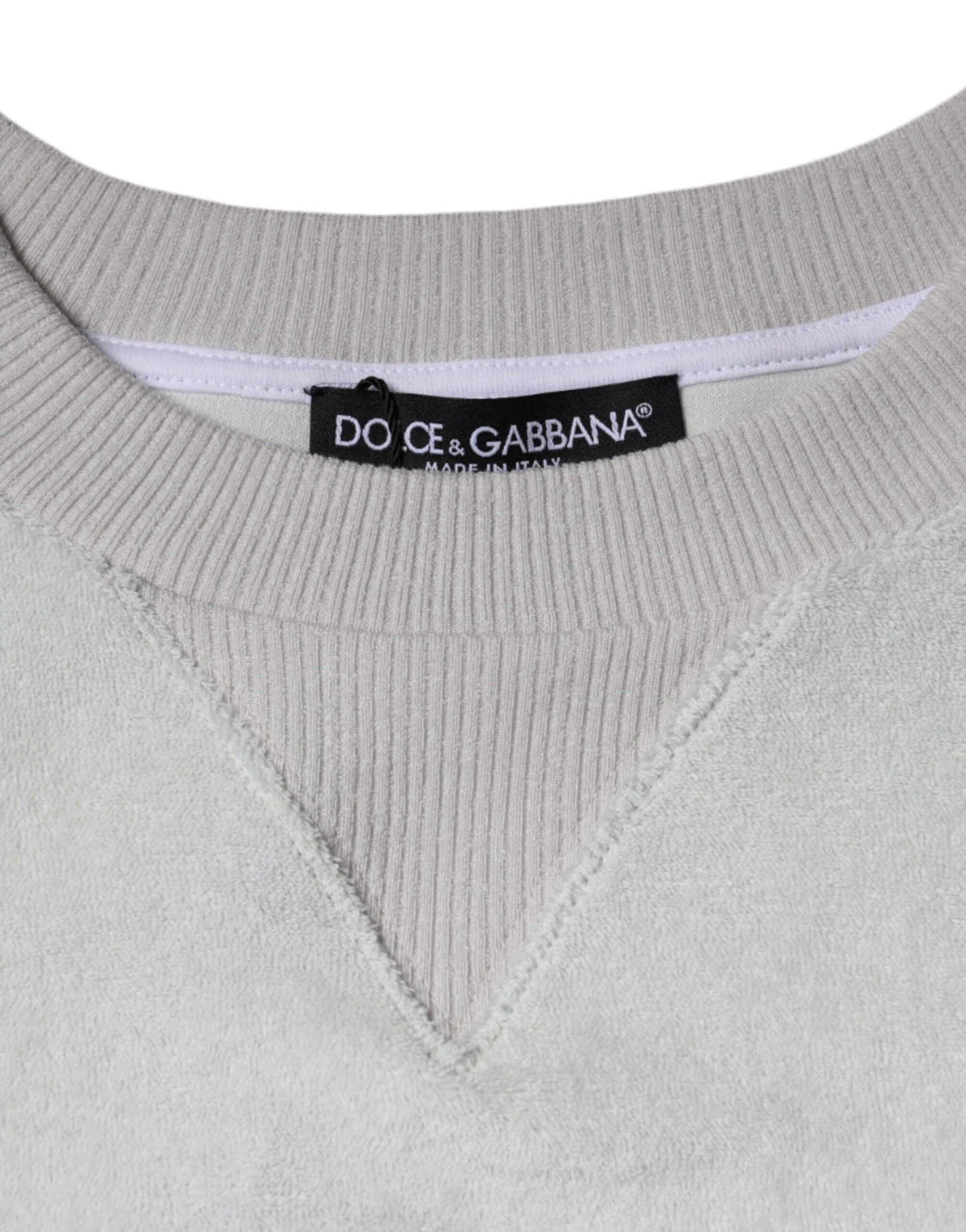 Dolce &amp; Gabbana White Nylon Stretch Crew Neck Pullover Sweater