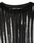 Dolce & Gabbana Black Stripe See Through Long Sleeves Top