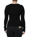 Dolce & Gabbana Black Long Sleeves Blouse Square Neck Top