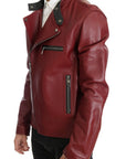 Dolce & Gabbana Radiant Red Leather Biker Motorcycle Jacket