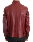 Dolce & Gabbana Radiant Red Leather Biker Motorcycle Jacket