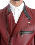 Dolce & Gabbana Radiant Red Leather Biker Motorcycle Jacket