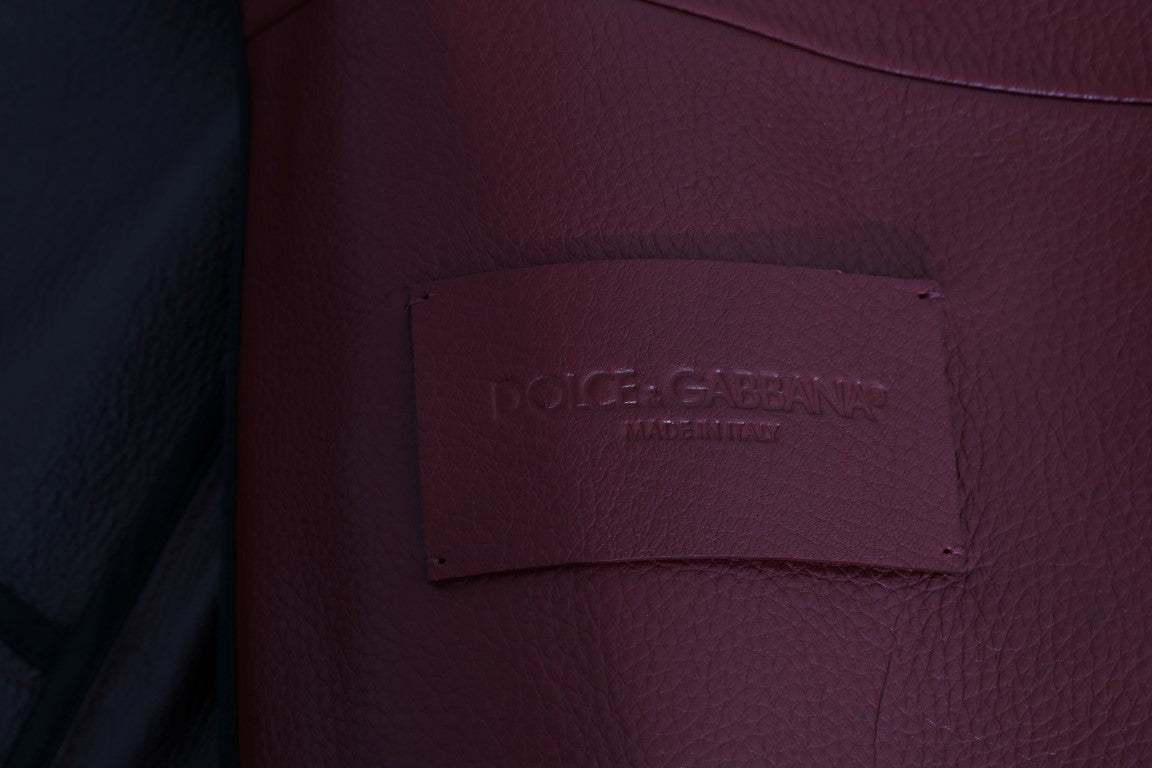 Dolce &amp; Gabbana Radiant Red Leather Biker Motorcycle Jacket