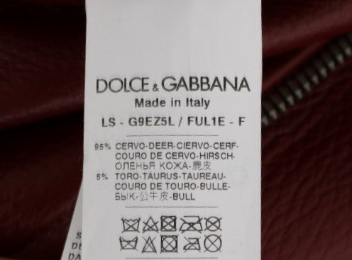 Dolce &amp; Gabbana Radiant Red Leather Biker Motorcycle Jacket