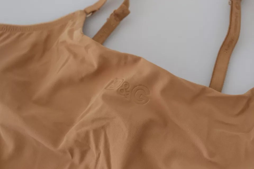 Dolce &amp; Gabbana Brown Nylon Stretch Sleeveless Top Underwear