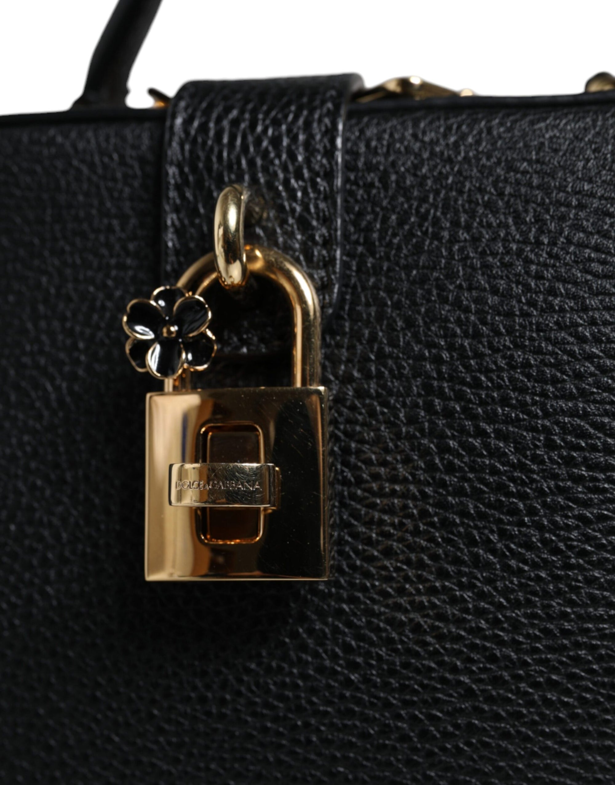 Dolce &amp; Gabbana Black Calfskin Leather Welcome Handbag Bag