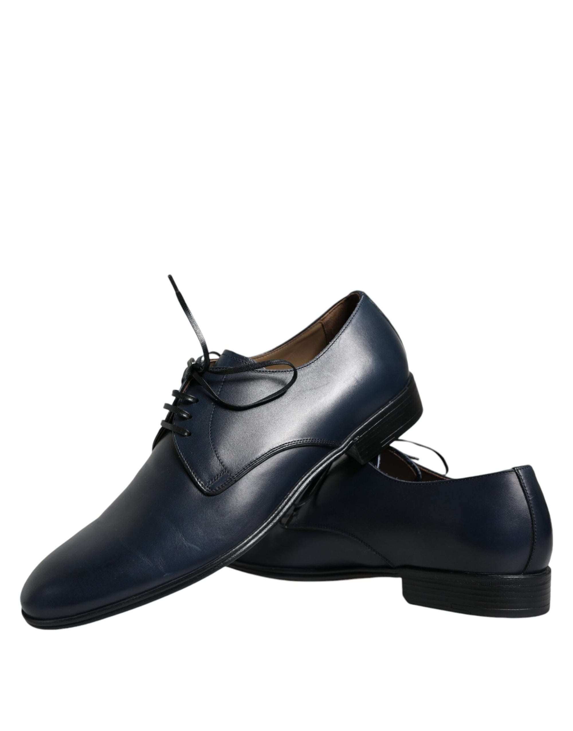 Dolce &amp; Gabbana Navy Blue Leather Derby Dress Formal Shoes