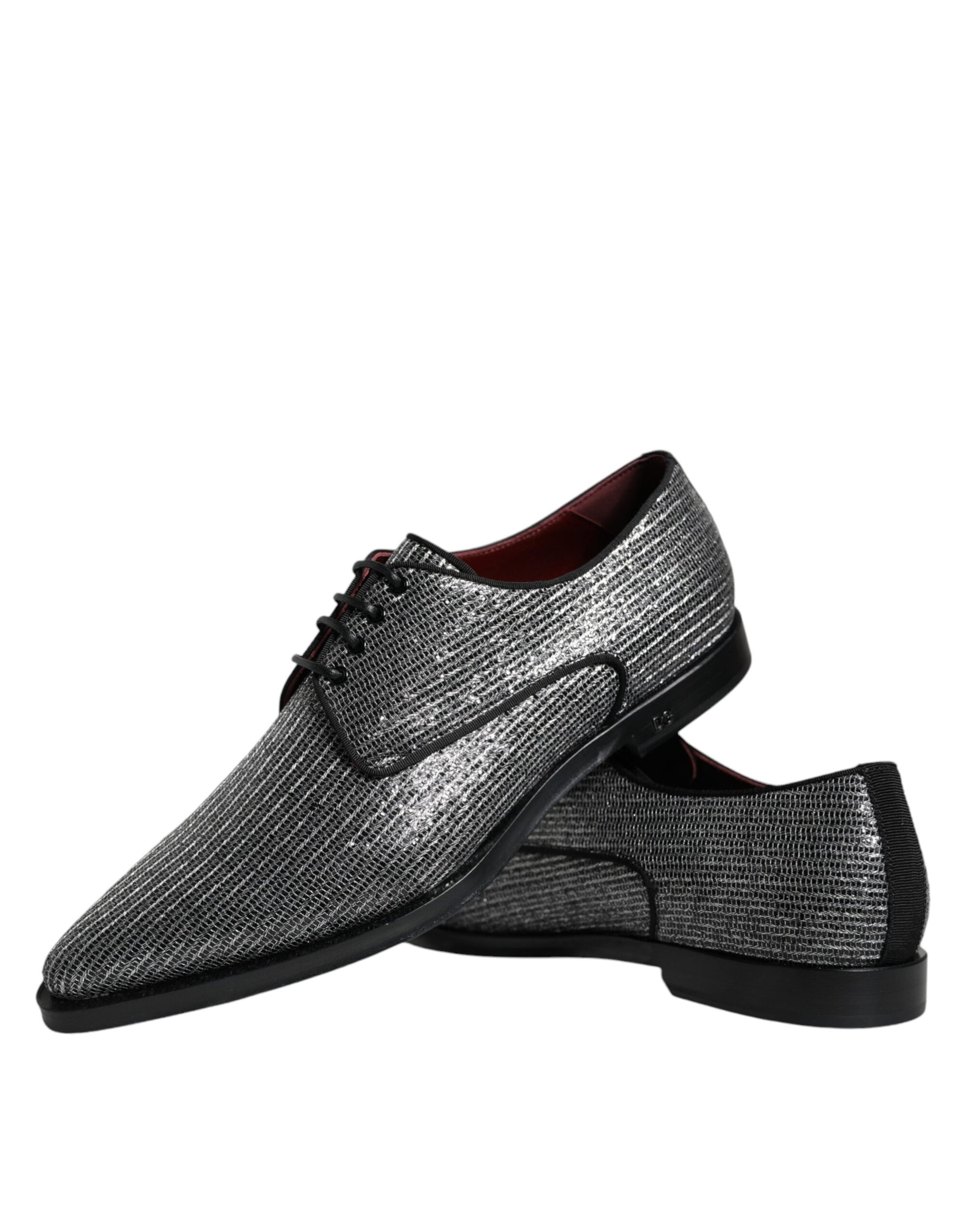 Dolce &amp; Gabbana Silver Polyurethane Derby Formal Dress Shoes