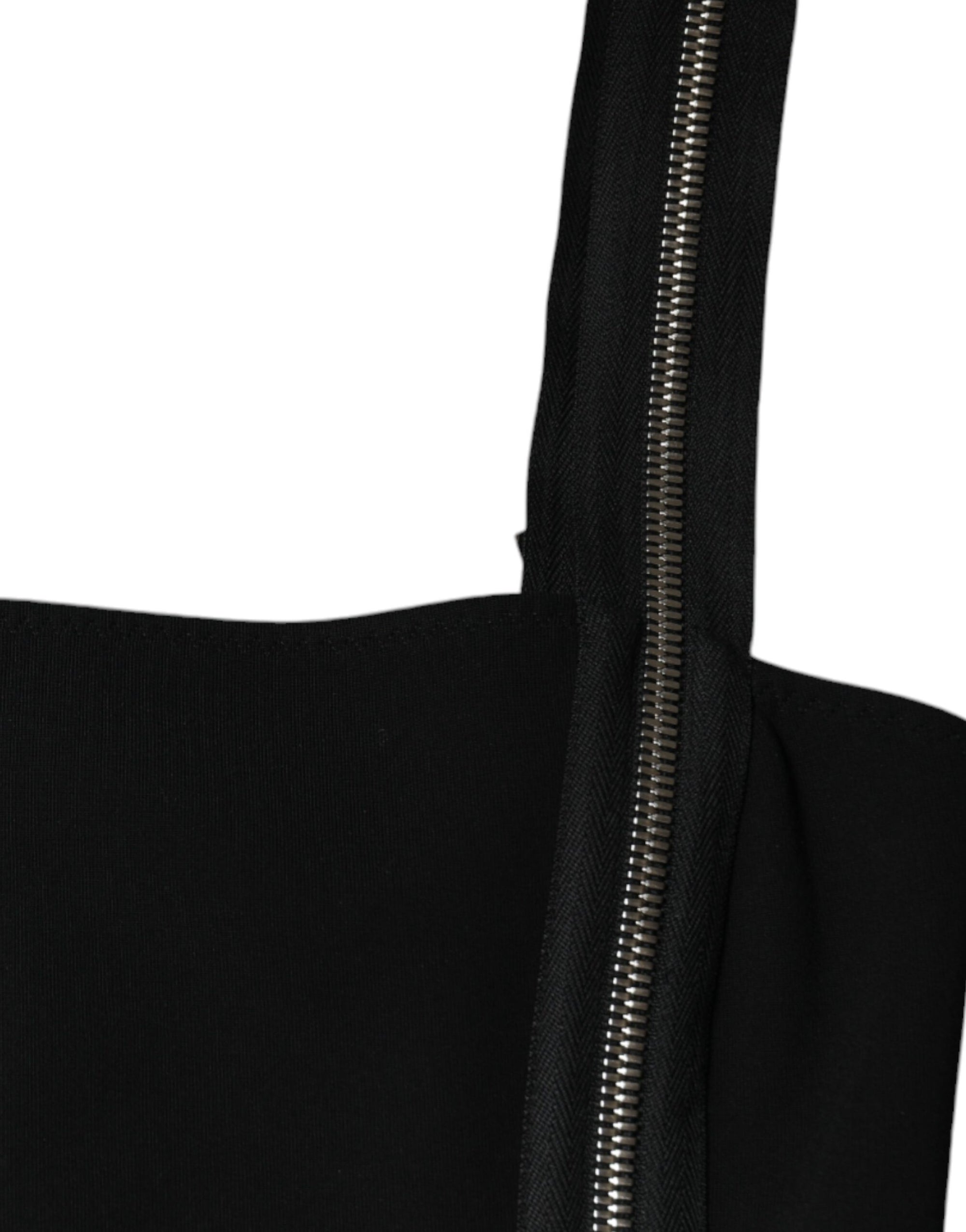 Dolce &amp; Gabbana Black Zipper Bodycon Sheath Midi Dress