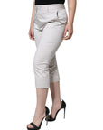 Dolce & Gabbana White Cotton Mid Waist Cropped Skinny Pants