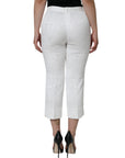 Dolce & Gabbana White Floral Brocade Cotton Cropped Pants