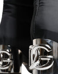Dolce & Gabbana Black Padded DG Logo Heels Boots Shoes