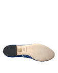 Dolce & Gabbana Blue Lace Crystal Ballet Flats Loafers Shoes