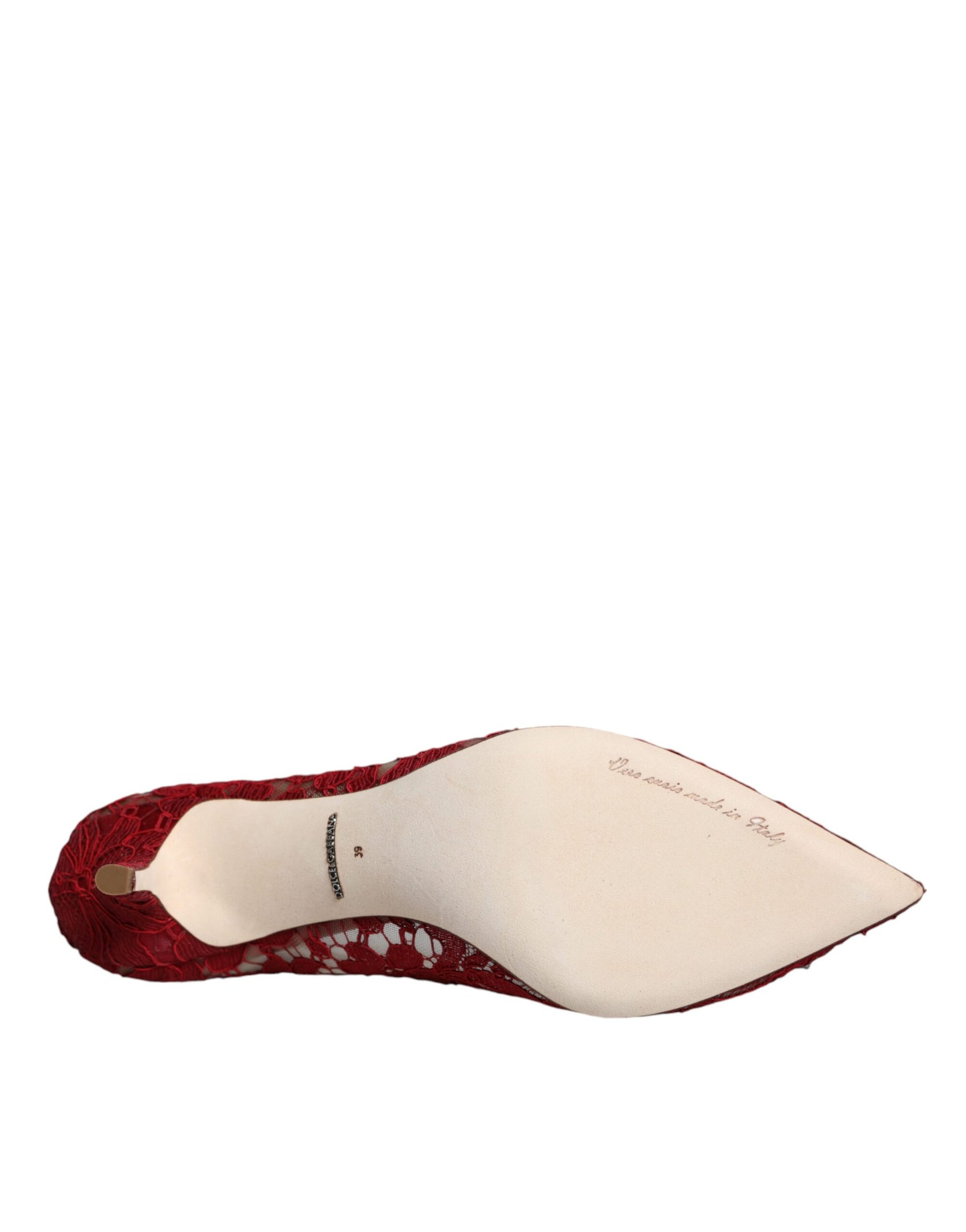Dolce &amp; Gabbana Red Taormina Lace Crystal Heels Pumps Shoes