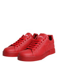 Dolce & Gabbana Red Leather Low Top Women Sneakers Shoes