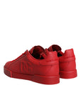 Dolce & Gabbana Red Leather Low Top Women Sneakers Shoes