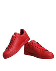 Dolce & Gabbana Red Leather Low Top Women Sneakers Shoes