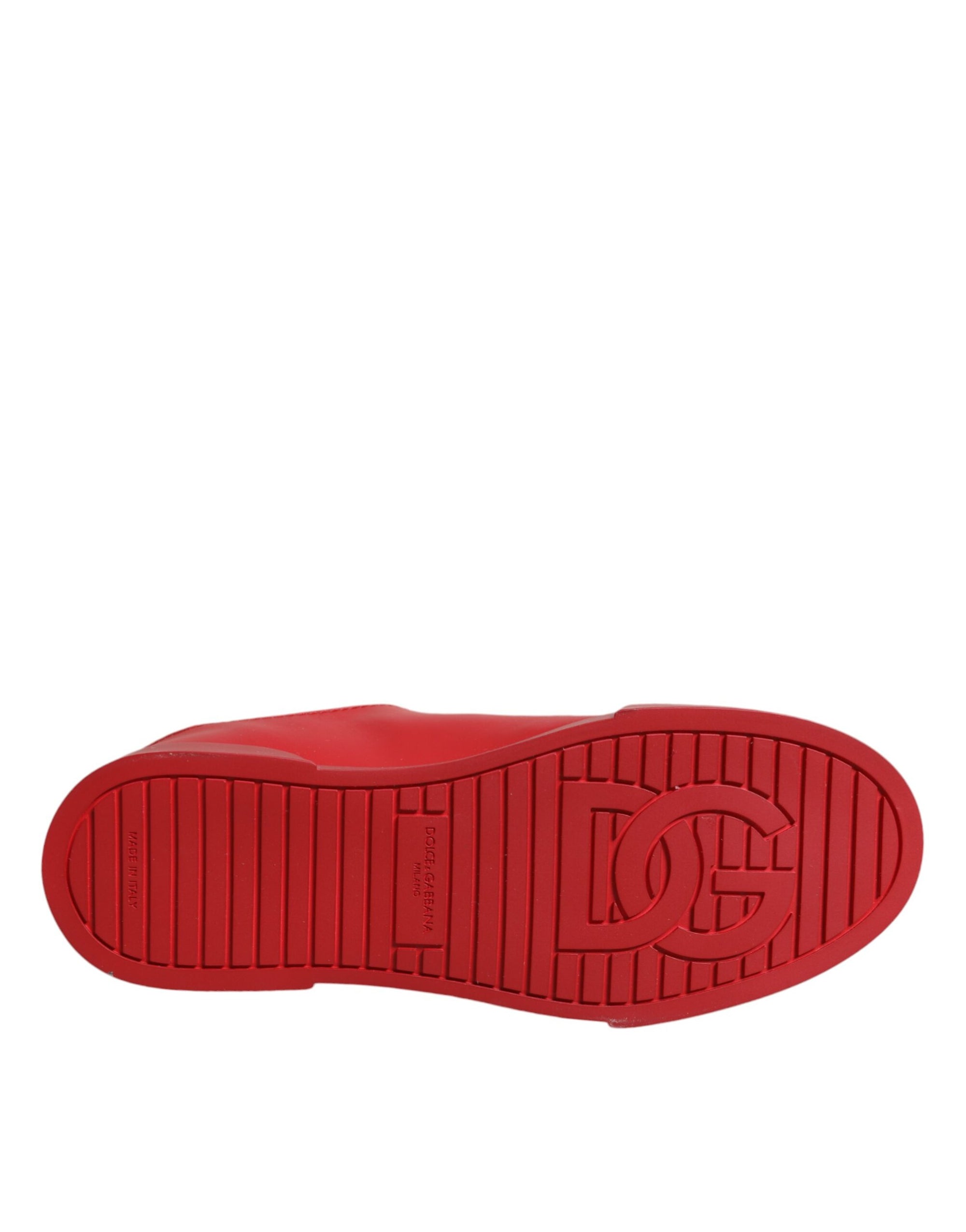 Dolce &amp; Gabbana Red Leather Low Top Women Sneakers Shoes