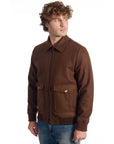 Roberto Pepe Luxury Brown Wool Men Jacket