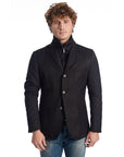 Roberto Pepe Luxury Black Wool Men Jacket