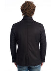 Roberto Pepe Luxury Black Wool Men Jacket