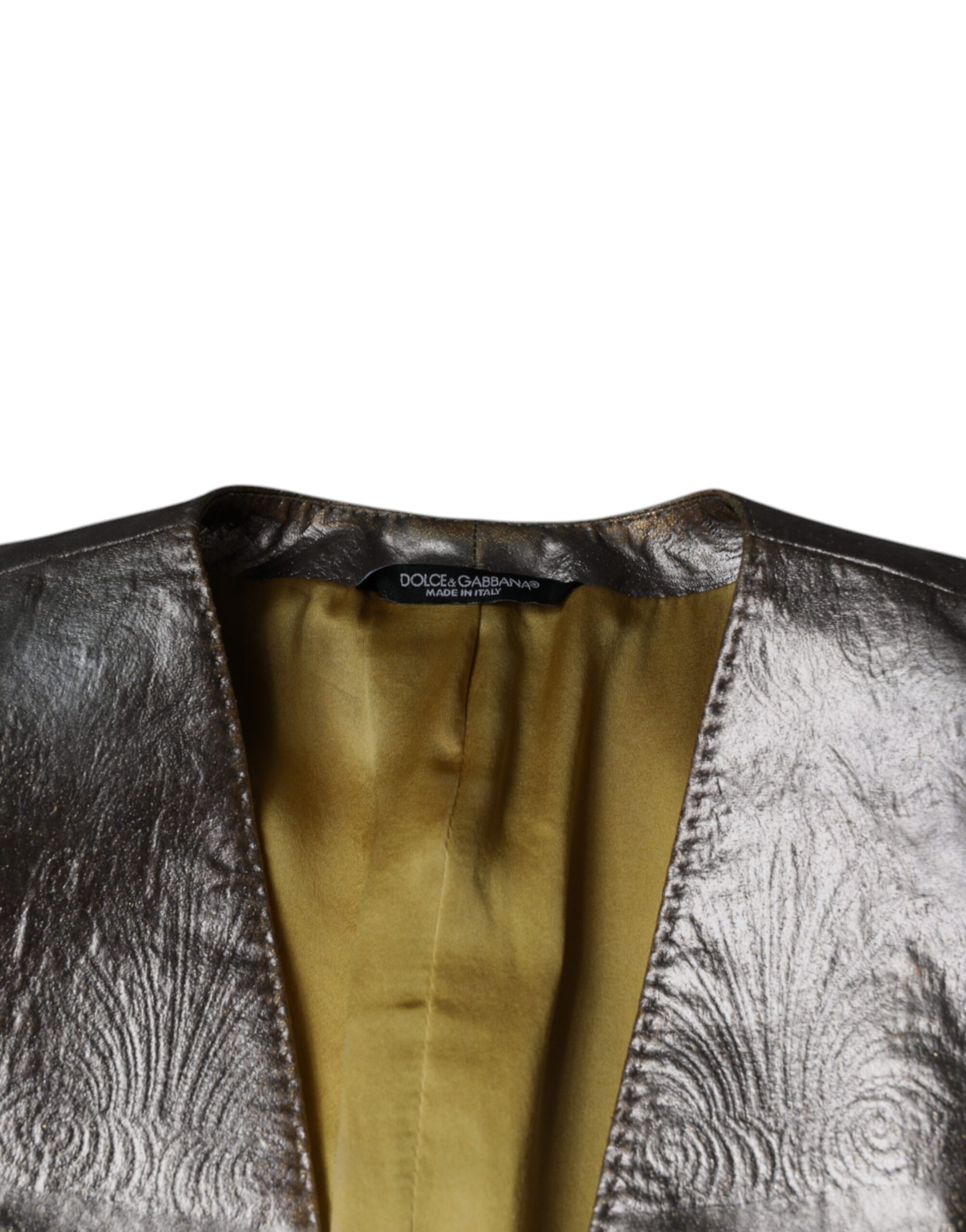 Dolce &amp; Gabbana Gold Jacquard Single Breasted Dress Blazer
