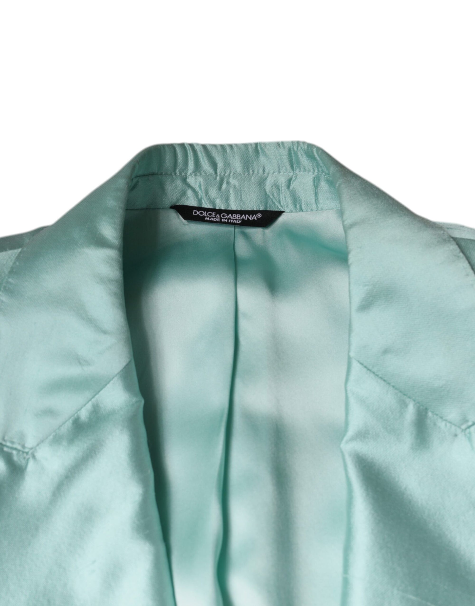 Dolce &amp; Gabbana Mint Green Silk Single Breasted Coat Blazer