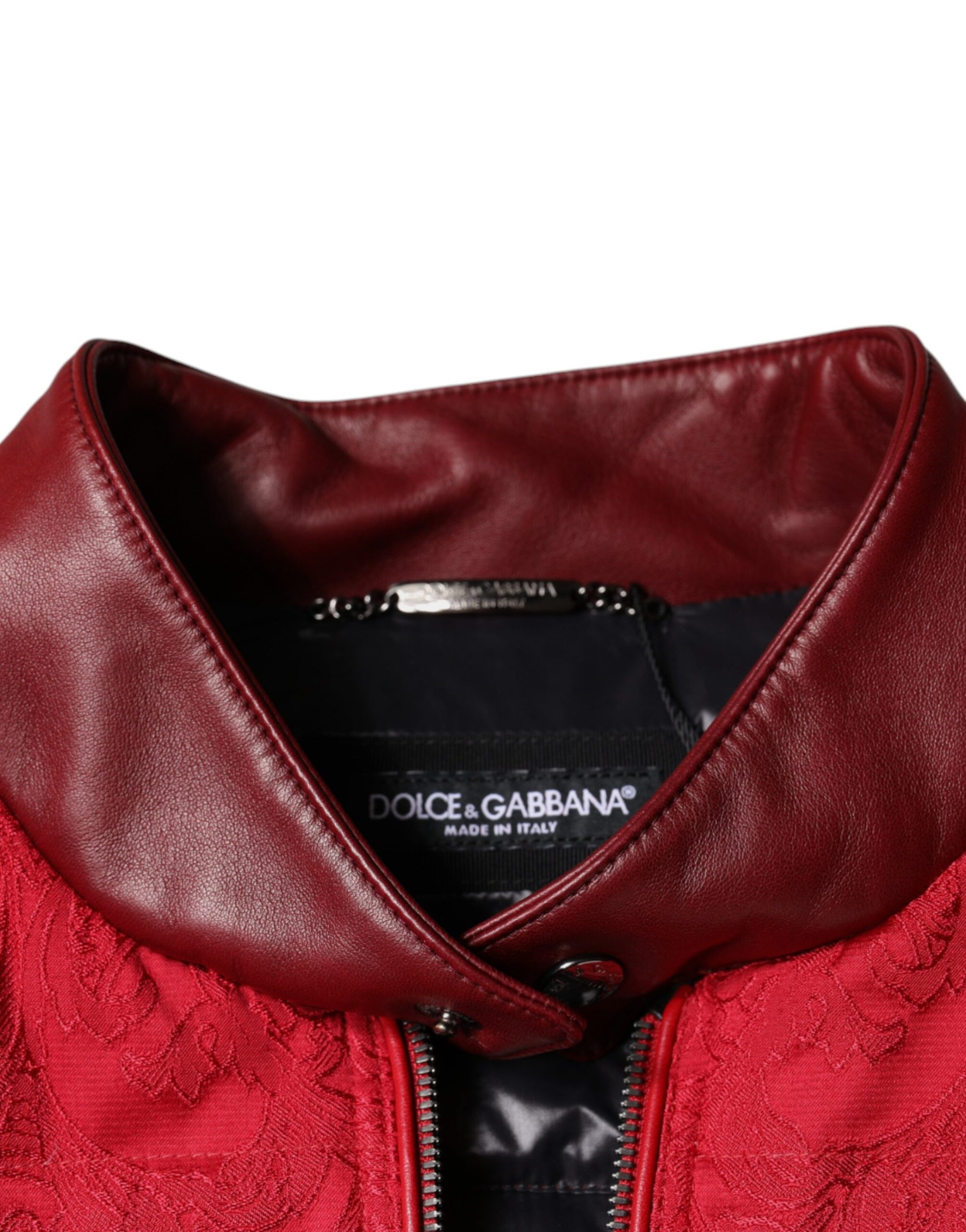 Dolce &amp; Gabbana Red Quilted Bomber Gold Crown Logo Jacket