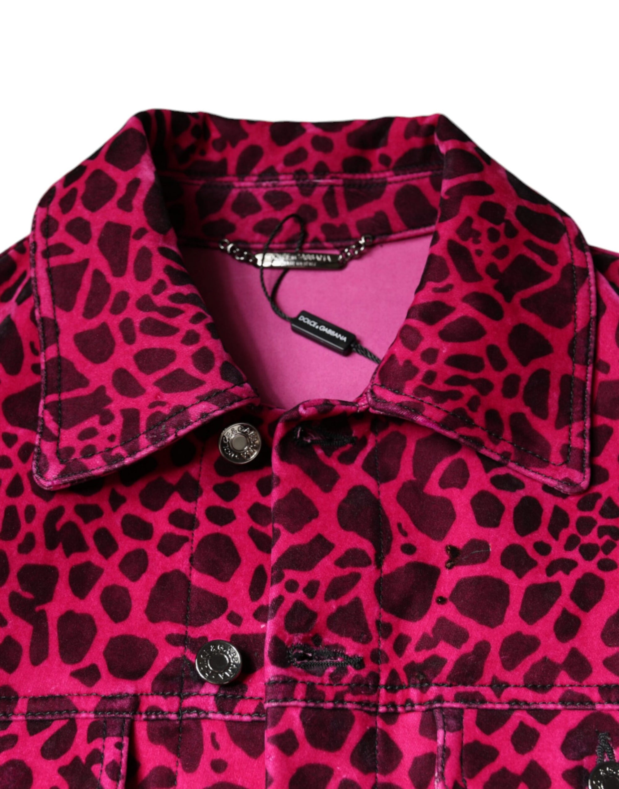 Dolce &amp; Gabbana Fuchsia Leopard Button Down Collared Jacket