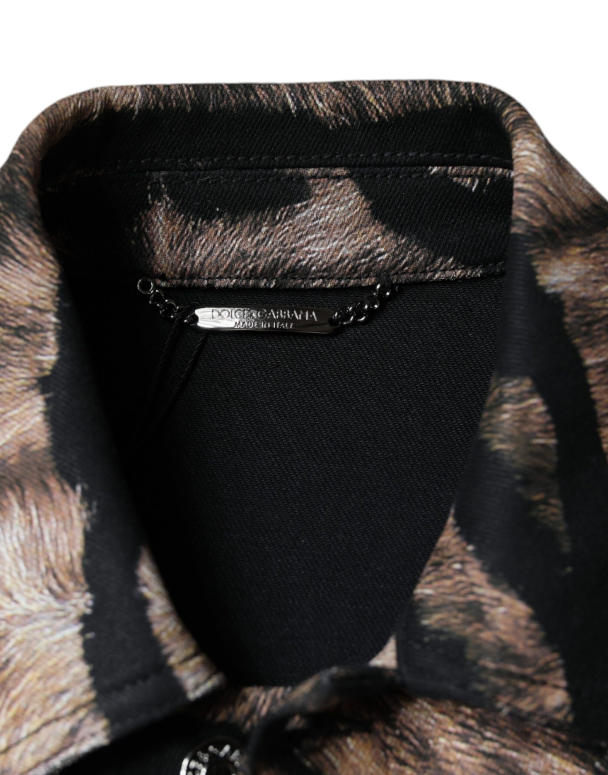 Dolce &amp; Gabbana Brown Tiger Button Down Collared Jacket