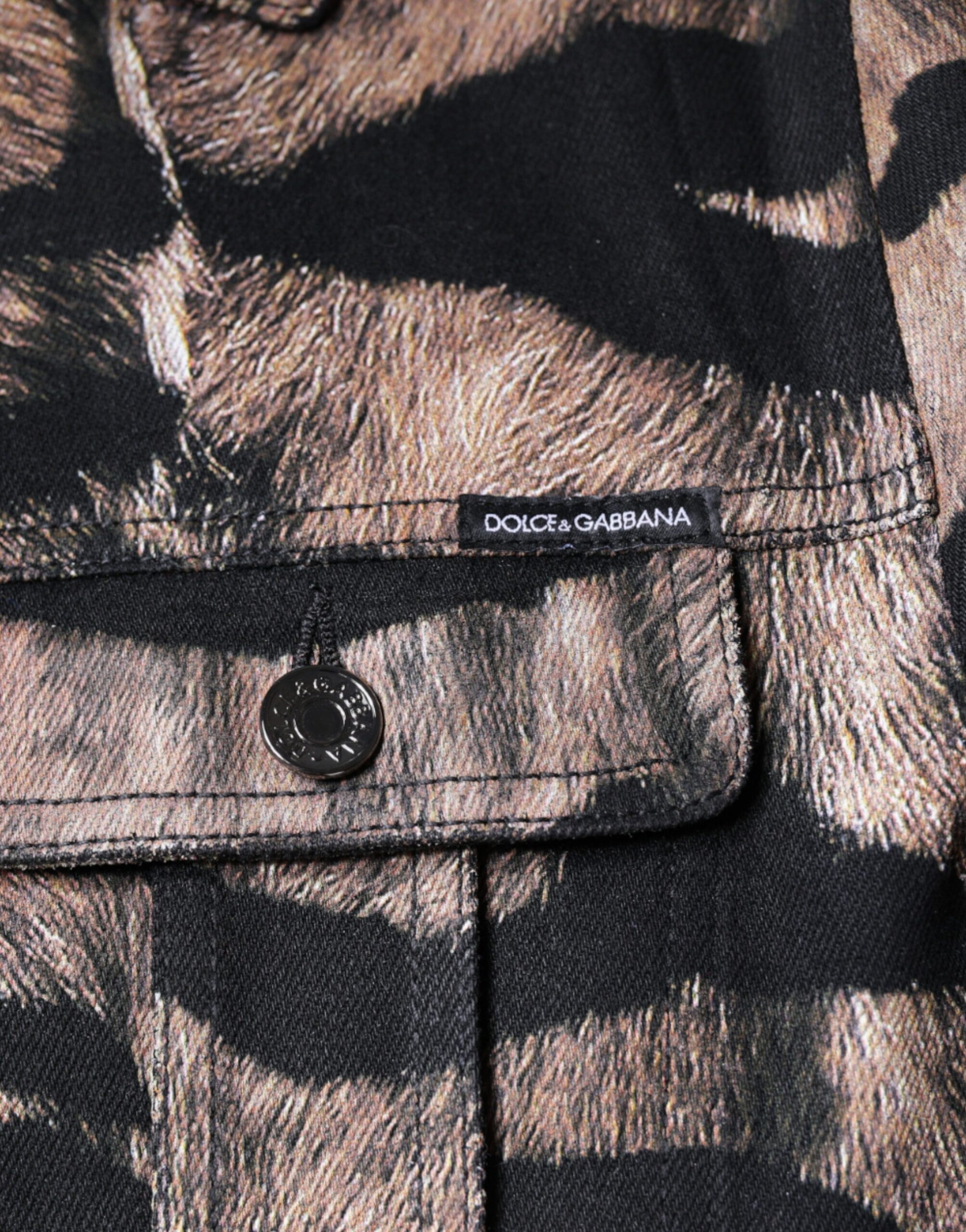 Dolce &amp; Gabbana Brown Tiger Button Down Collared Jacket