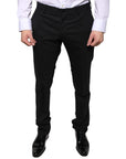Dolce & Gabbana Black Wool Skinny Dress Formal Pants