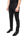 Dolce & Gabbana Black Wool Skinny Men Dress Pants