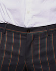 Dolce & Gabbana Brown Stripes Skinny Men Dress Pants