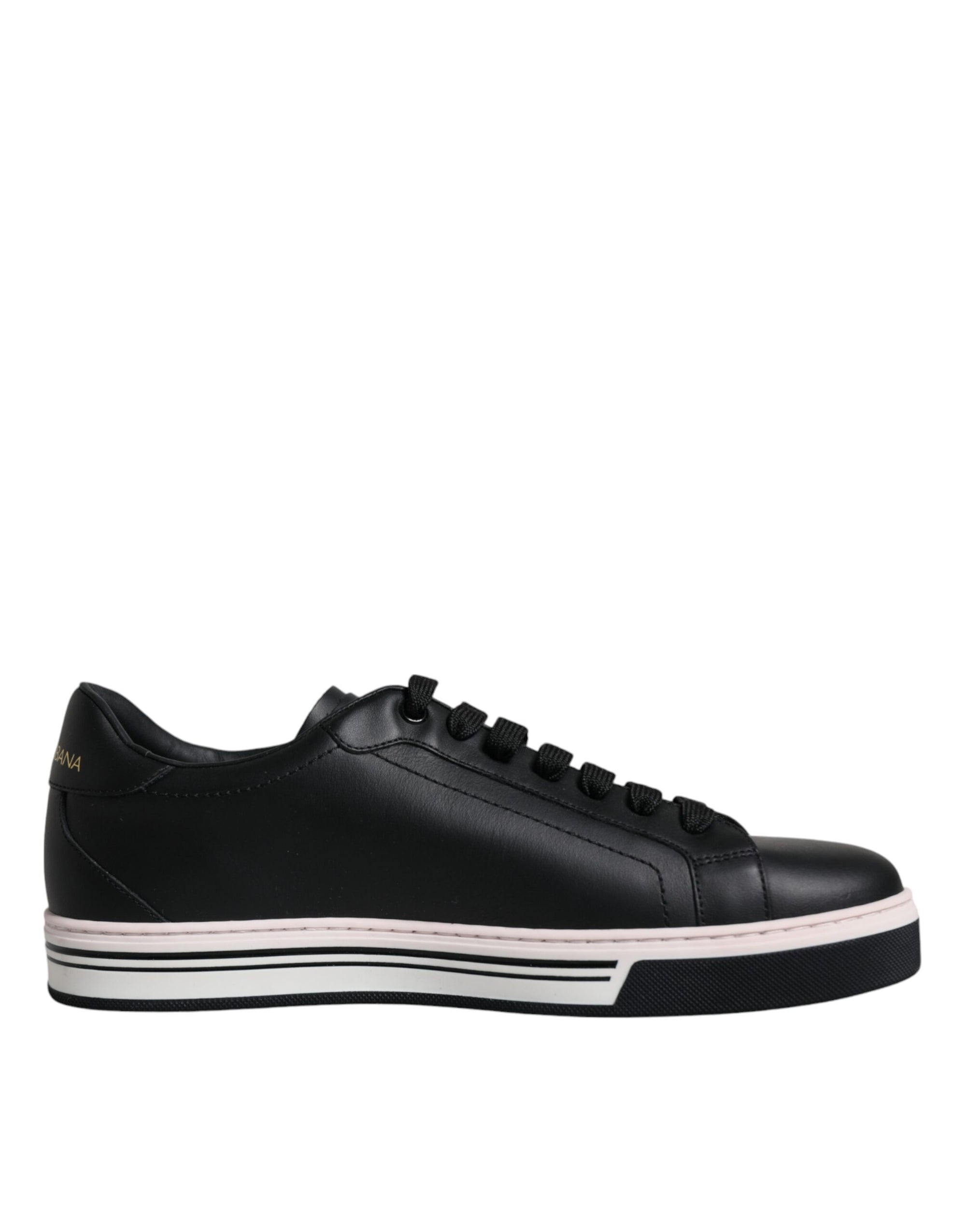 Dolce &amp; Gabbana Black Leather Low Top Men Sneakers Shoes