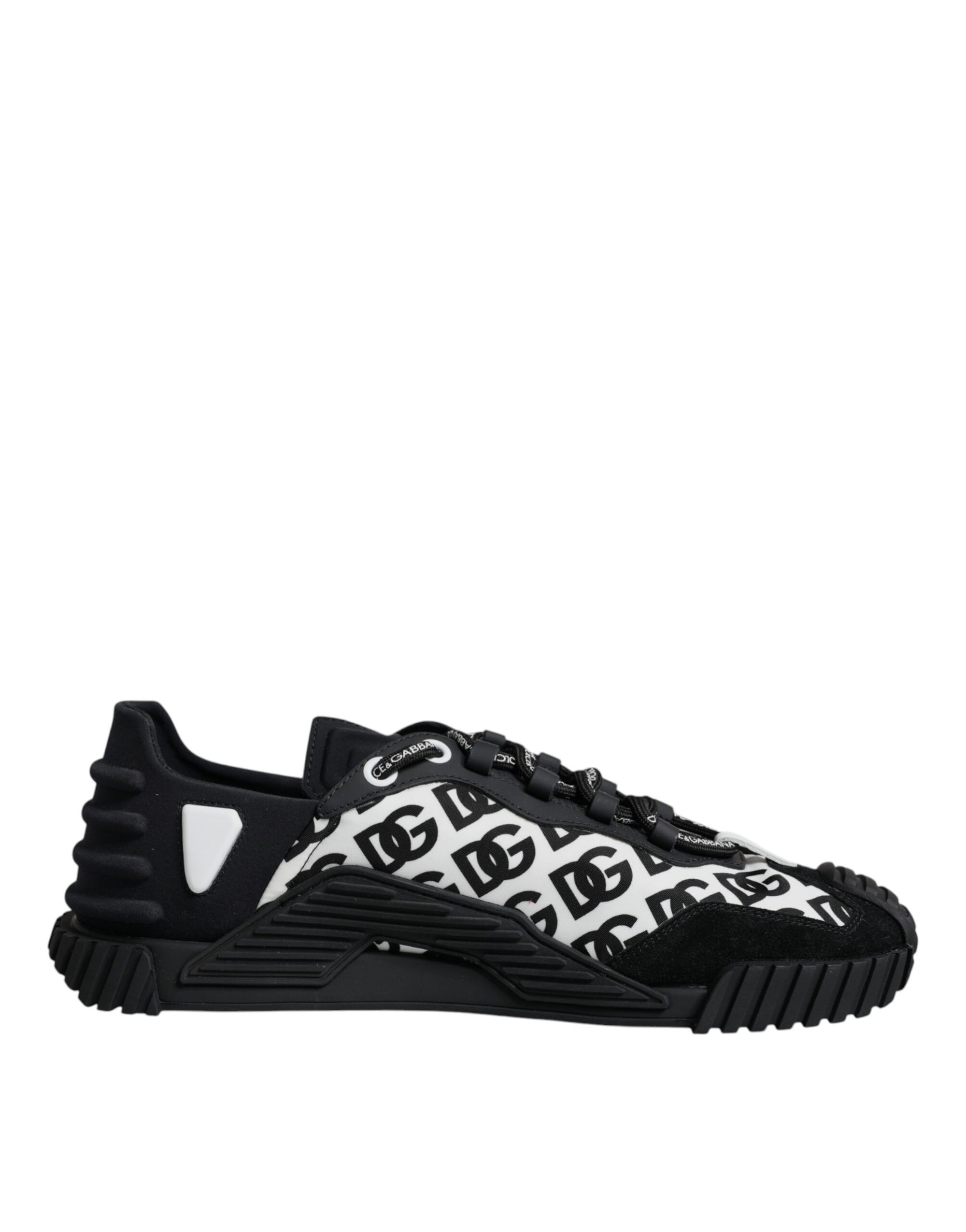 Dolce &amp; Gabbana Black Logo Lace Up Low Top NS1 Sneakers Shoes