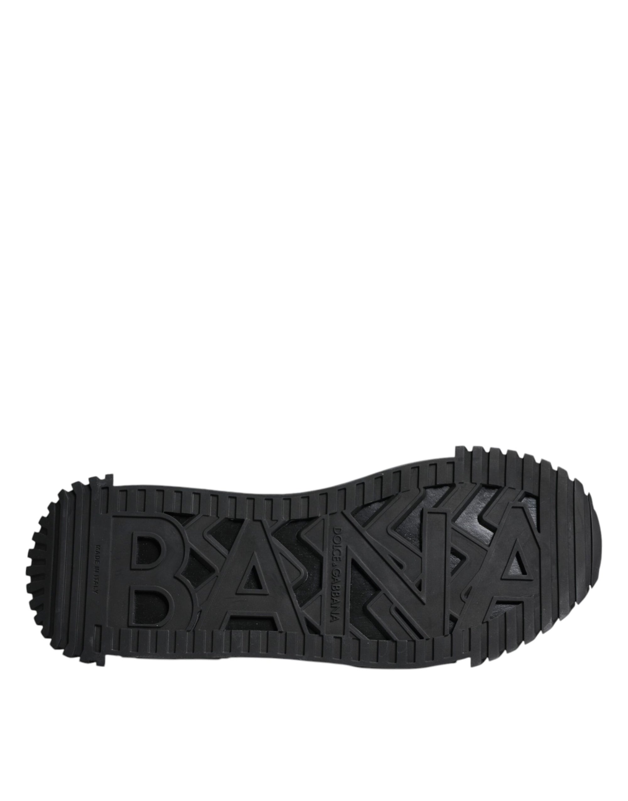 Dolce &amp; Gabbana Black Logo Lace Up Low Top NS1 Sneakers Shoes