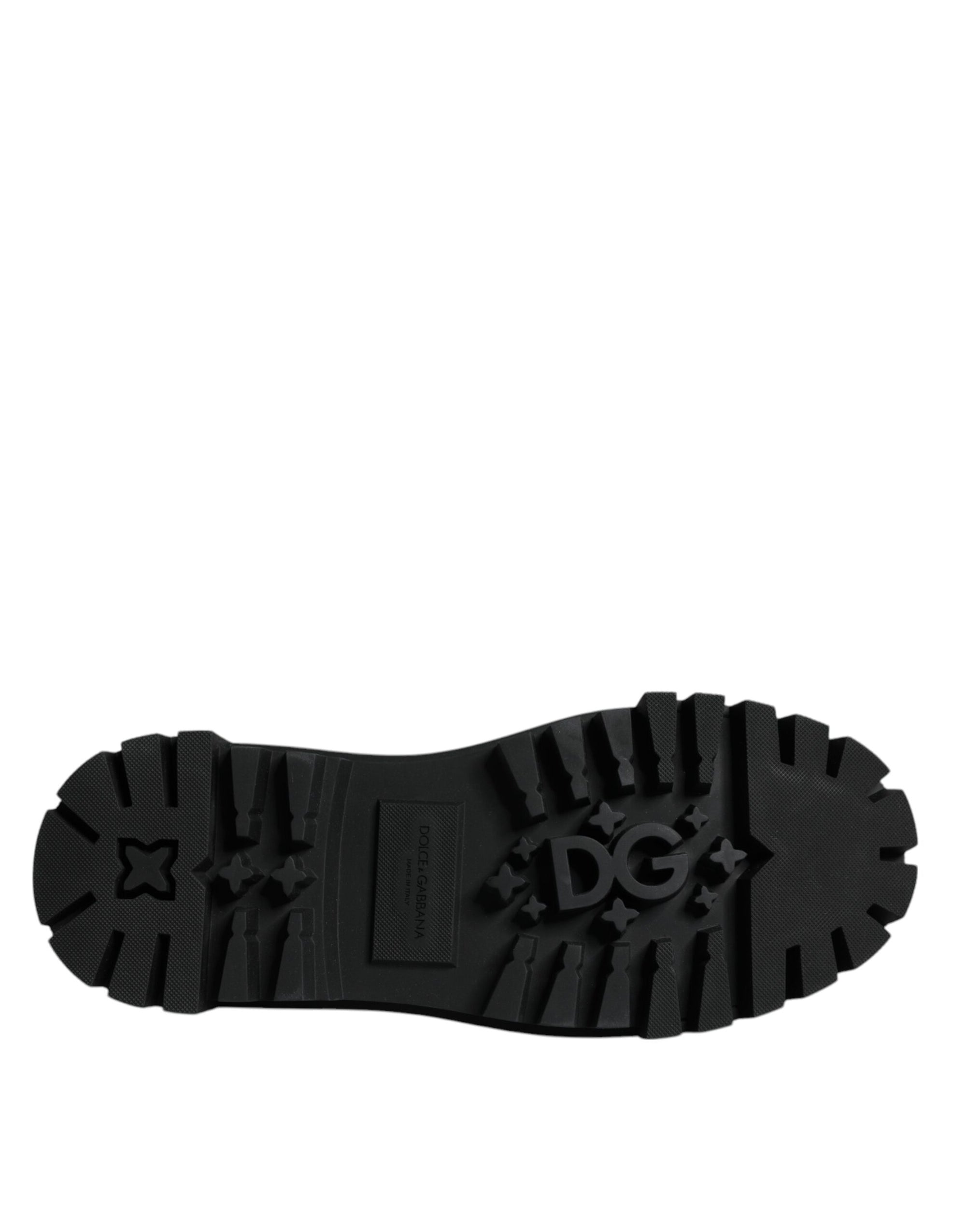 Dolce &amp; Gabbana Black Leather Lace Up Trekking Dress Shoes