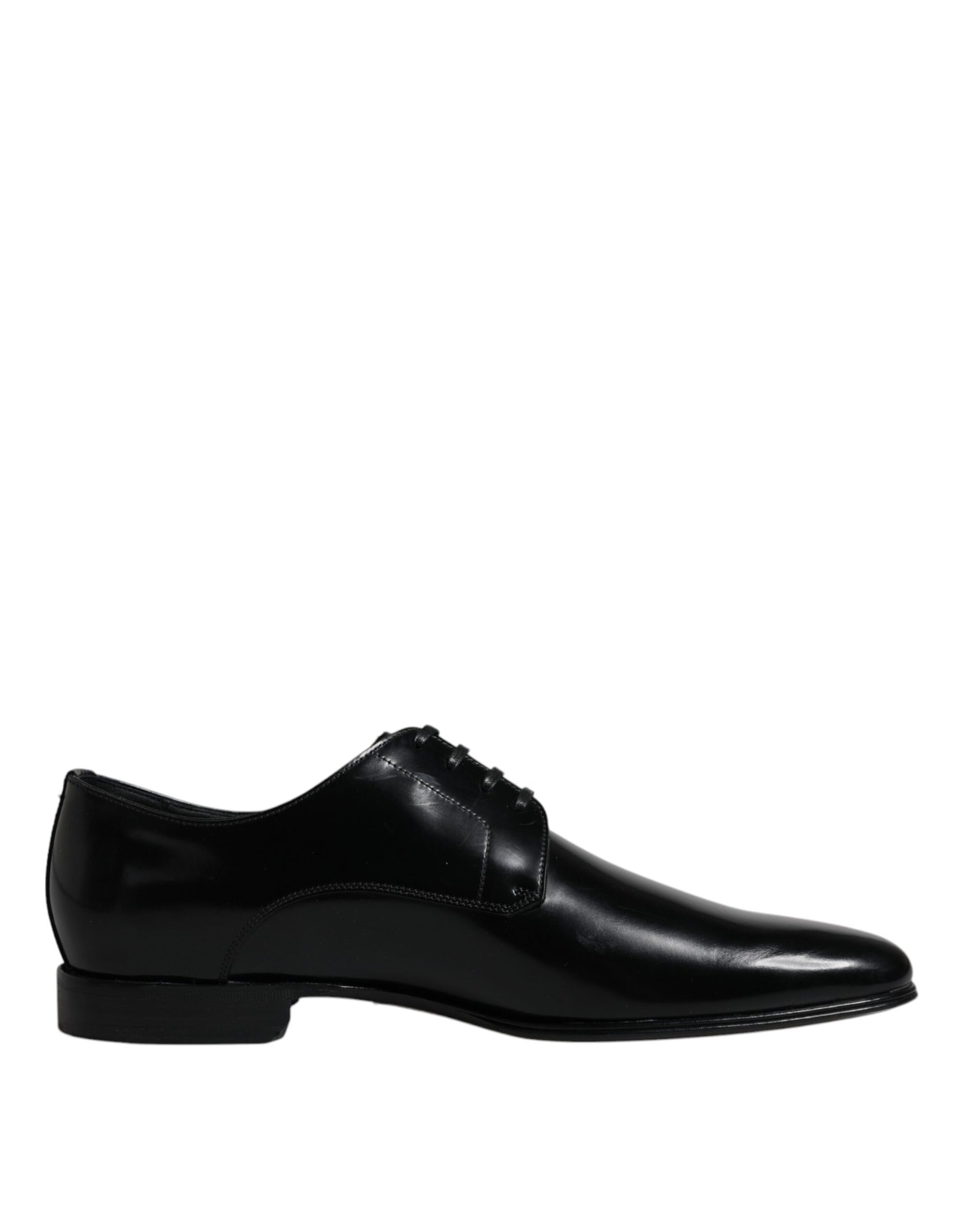 Dolce &amp; Gabbana Black Leather Lace Up Men Derby Formal Shoes