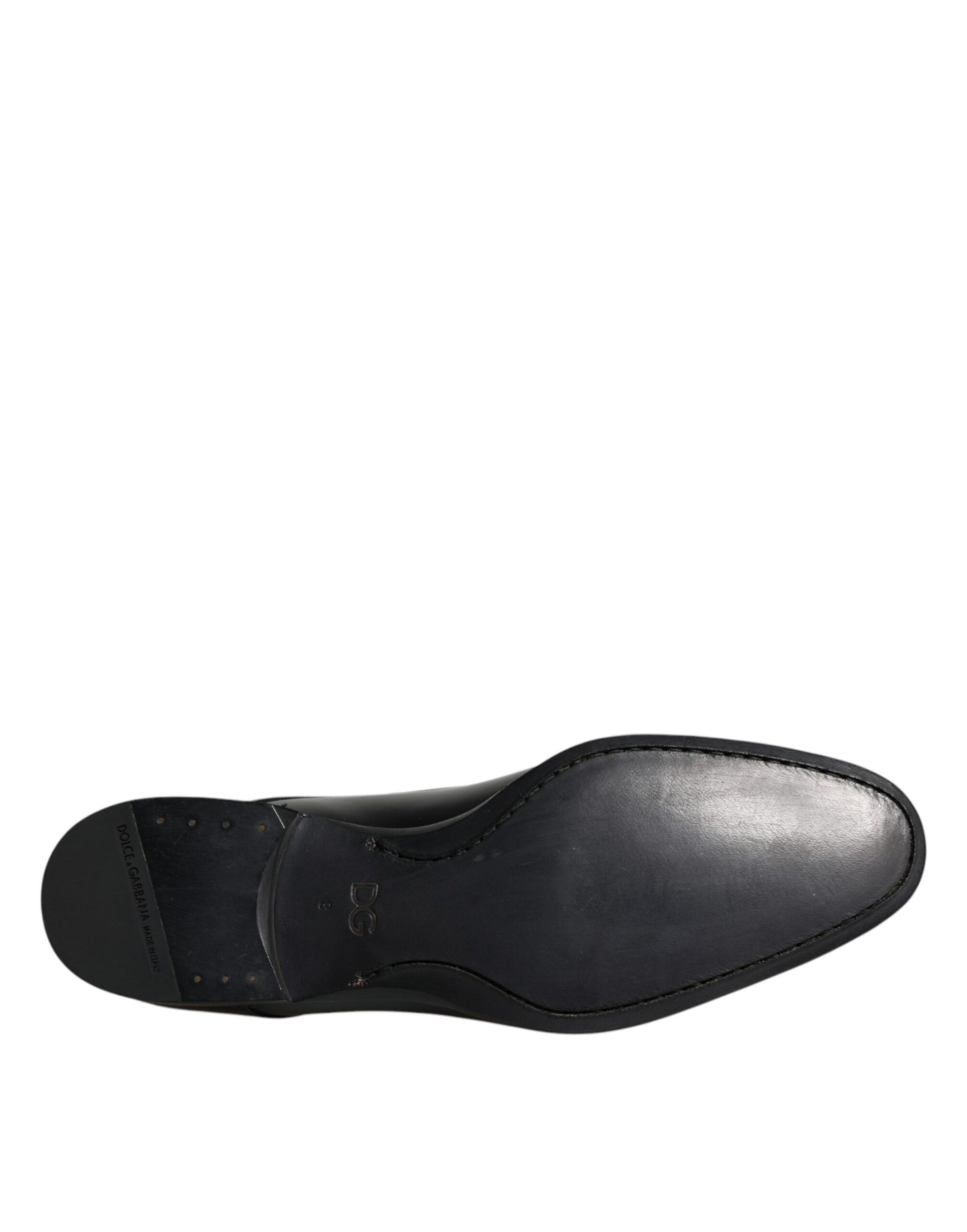 Dolce &amp; Gabbana Black Leather Lace Up Men Derby Formal Shoes